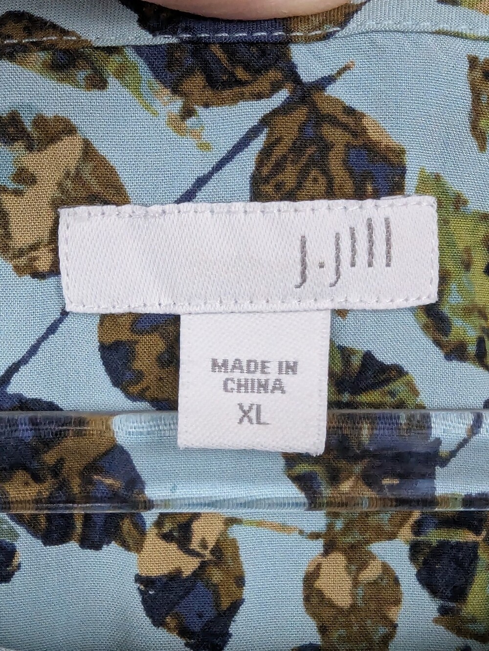 J. Jill Back Button Detail Split Sleeve Leaf Print Tunic Blouse XL - Picture 7 of 11